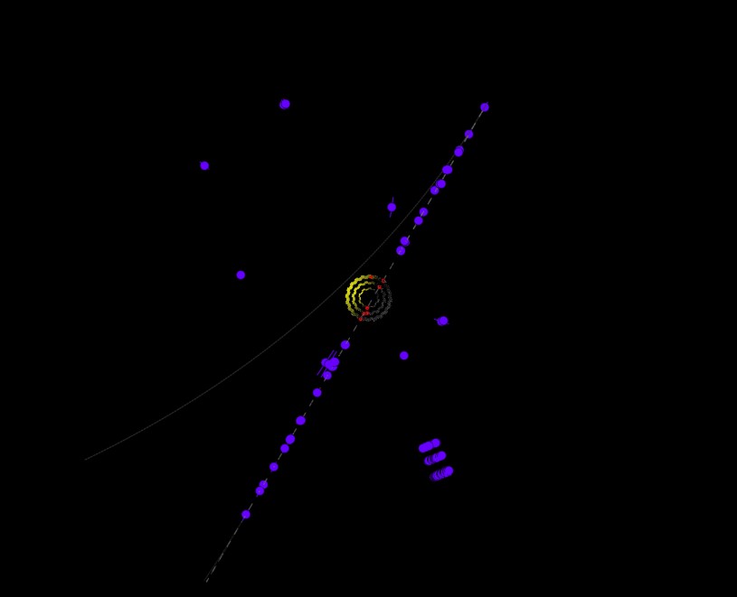 A cosmic ray observed by both strip and pixels