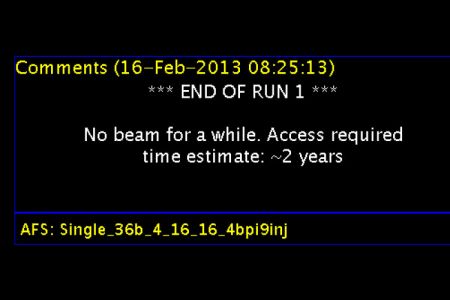 The final screen on LHC Page 1 before the two-year shutdown (Image: CERN)