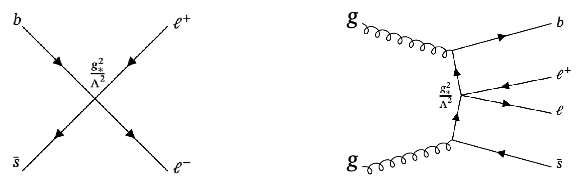 Representative Feynman diagrams for the production of dileptons within the EFT approach.