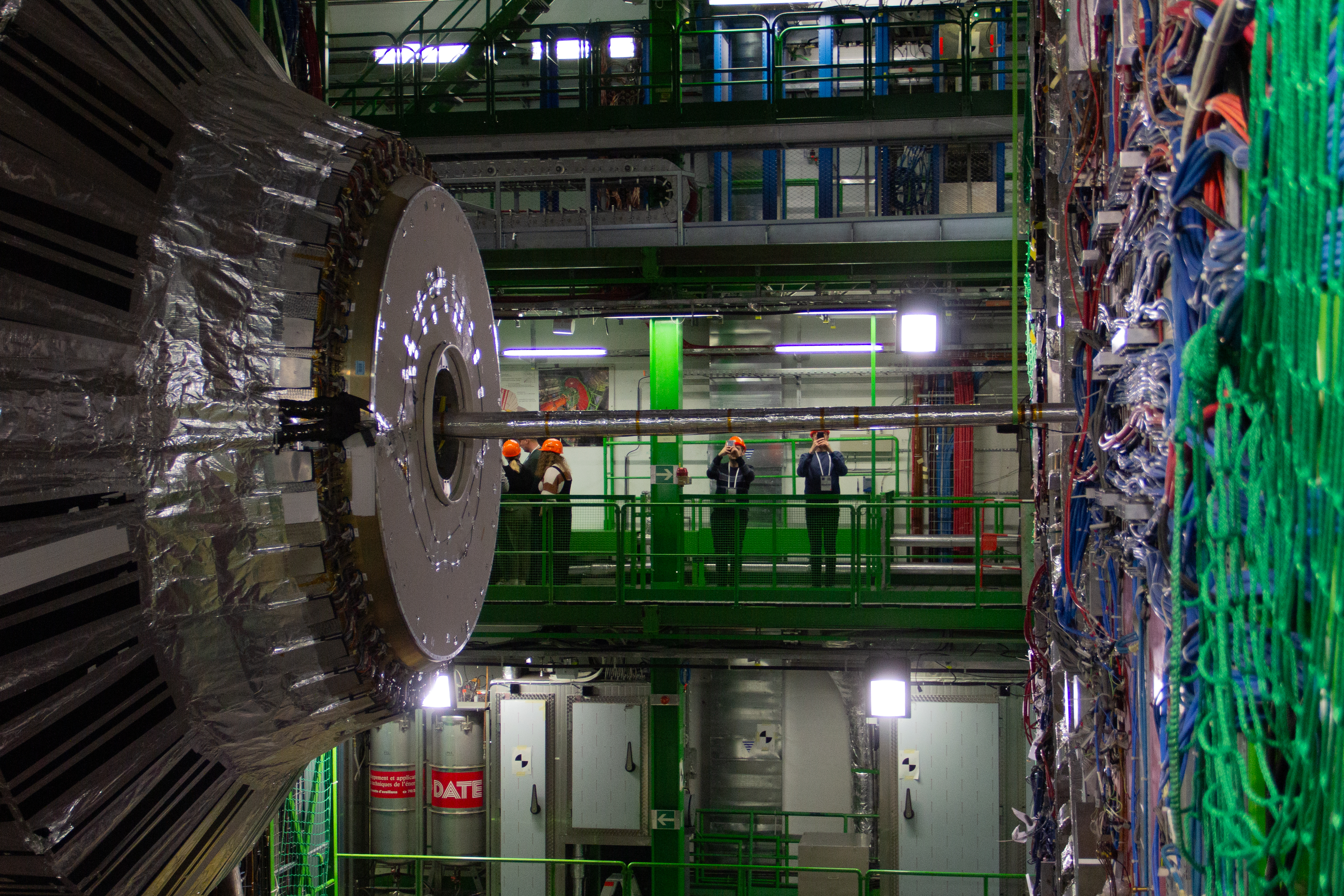 Visitors inside the CMS experimental cavern