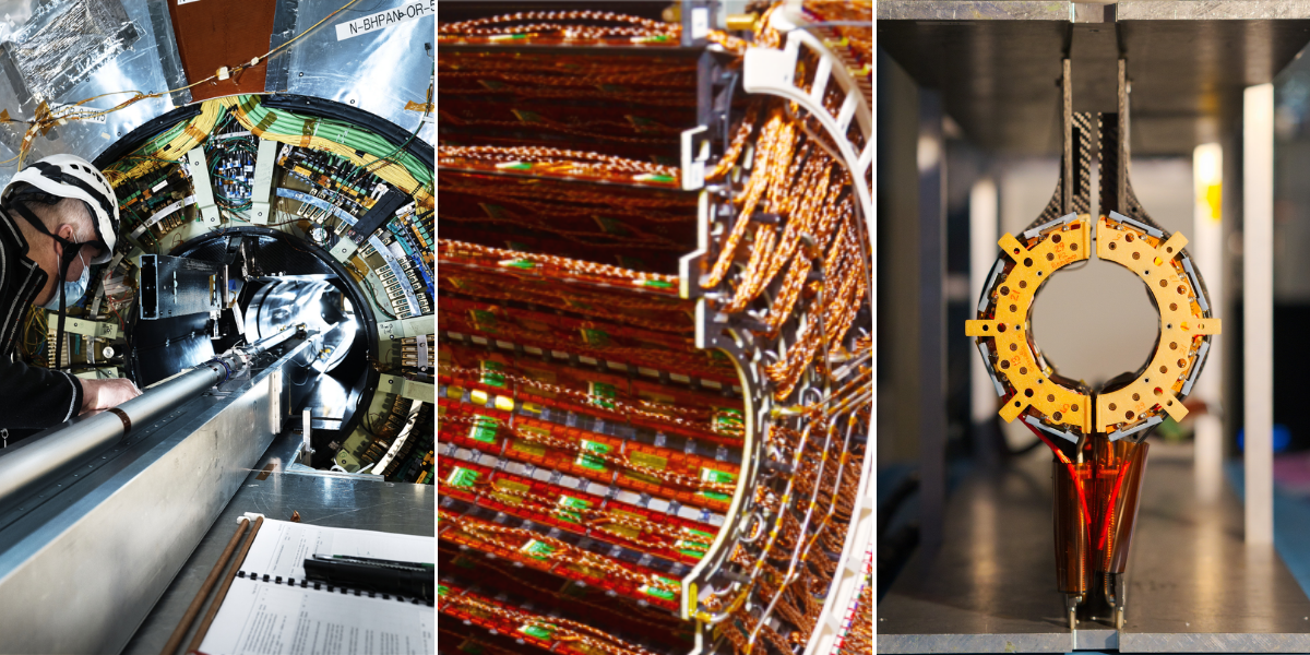 Left: Insertion of the central vacuum chamber across the CMS Tracker  Middle:  Barrel Pixel Tracker Right: CMS BRIL instruments