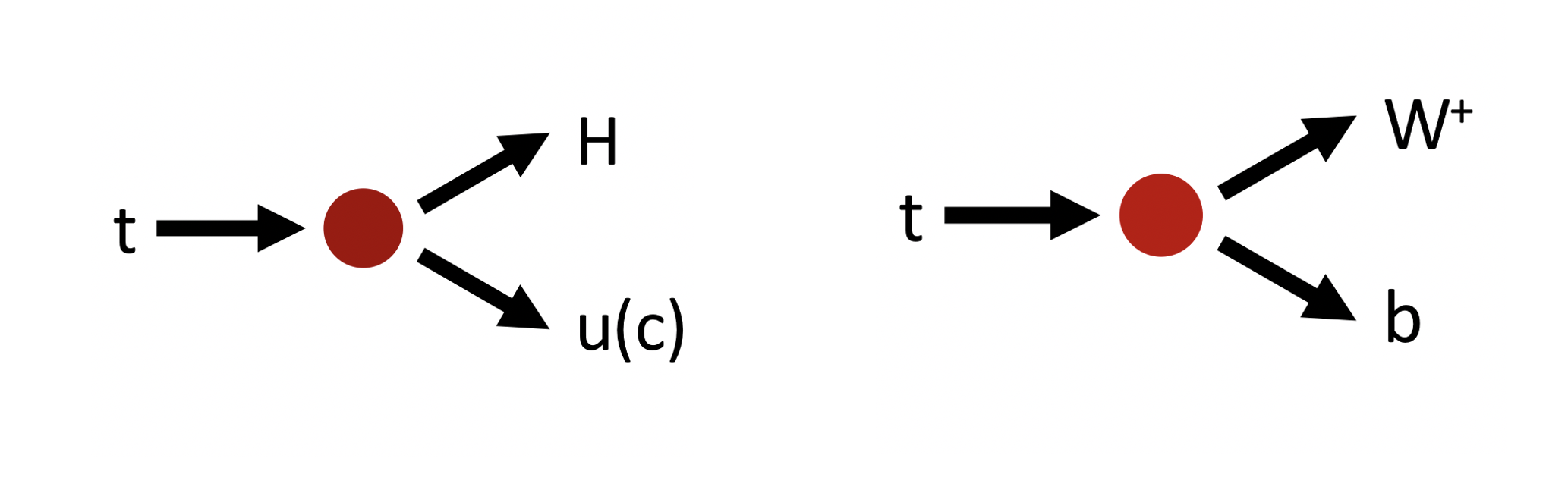 graph of top decay to Hc and to Wb as in the standard model