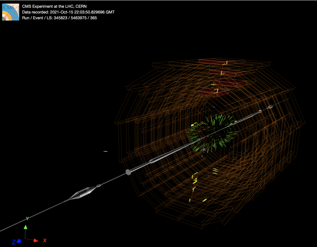 Cosmic muon event reconstructed in Oct 2021