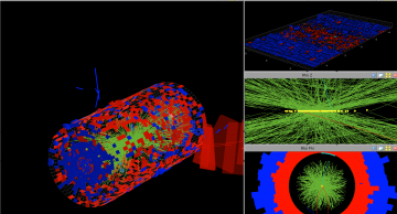 Image 1: Event display showing 78 reconstructed vertices in one beam crossing, obtained from a special high pile-up run.